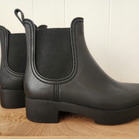 Jeffrey Campbell black matte Hydra waterproof Rain Boots Size 7 - Picture 1 of 5